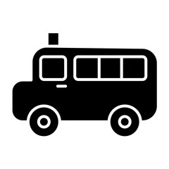 School bus icon in glyph style