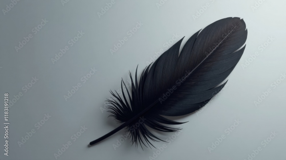 Aufkleber a single dark feather on a light background elegant minimalist design