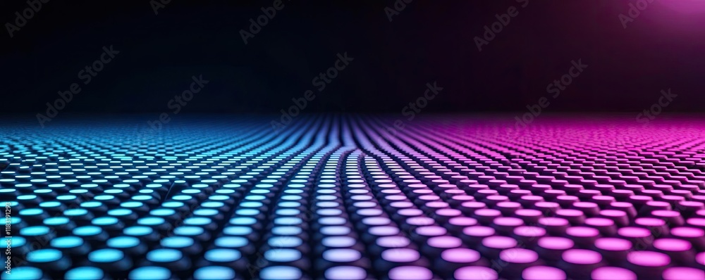 Poster dots abstract background idea. vibrant digital landscape with glowing dots in a gradient of blue and