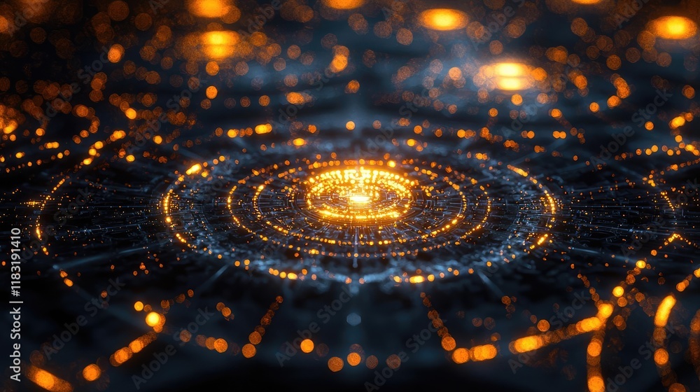 Poster Floor abstract background concept. Abstract digital visualization of glowing energy patterns and cosmic connections.