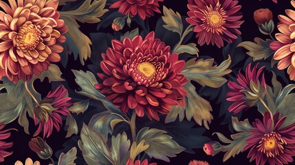 chrysanthemum seamless pattern wallpaper