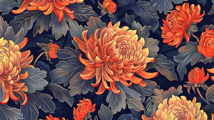 chrysanthemum seamless pattern wallpaper