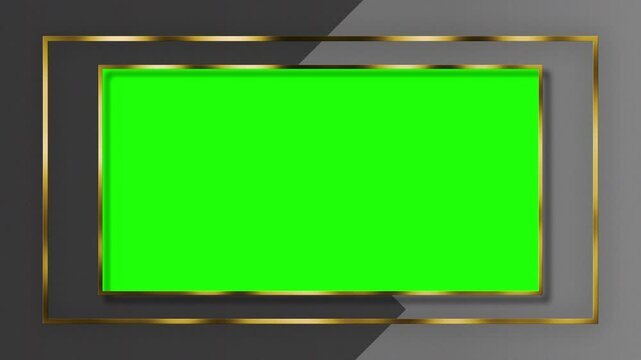 Green rectangle with a gold frame within a gray frame. Modern design suitable for graphic design projects or luxury branding concepts. 4k animation