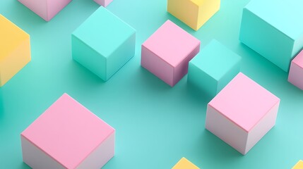Pastel Cubes Abstract Geometric Background Design