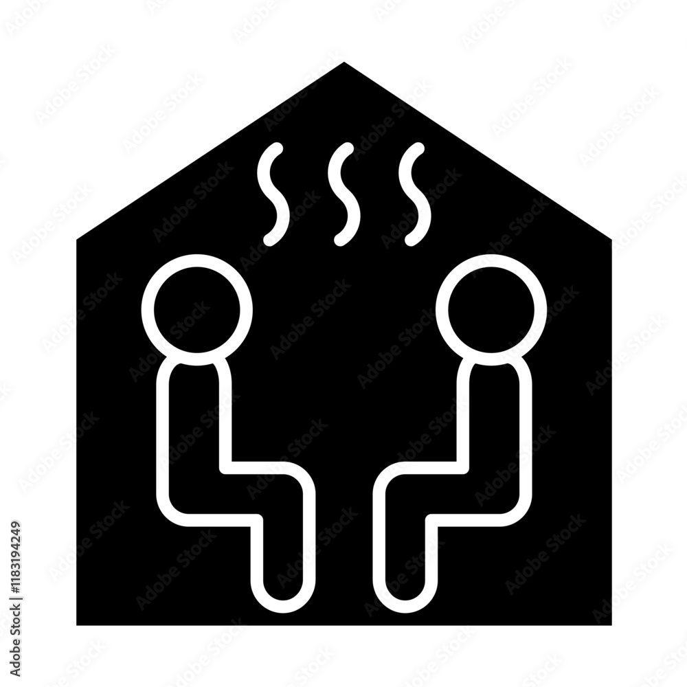 Wall mural sauna icon in glyph style