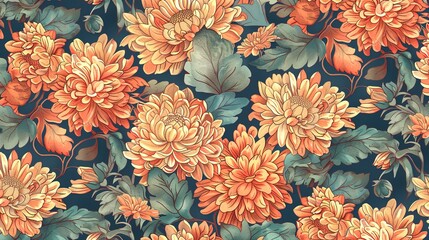 chrysanthemum seamless pattern wallpaper