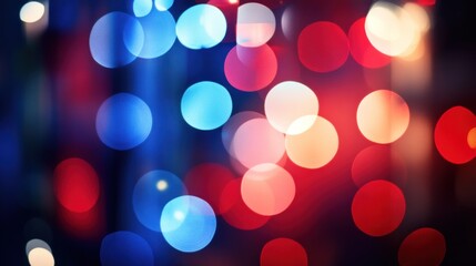 The stars and stripes of the American flag, enhanced by dynamic bokeh lights in red, white, and blue, symbolizing patriotism and joy