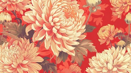 Chrysanthemum seamless pattern wallpaper
