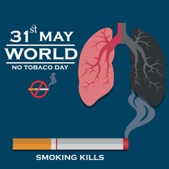 31 st May , World No Tobacco day poster , Smoking is bad for lungs and causes cancer. abstract vector illustration design , all layers are single for any coustomization.Eps 10
