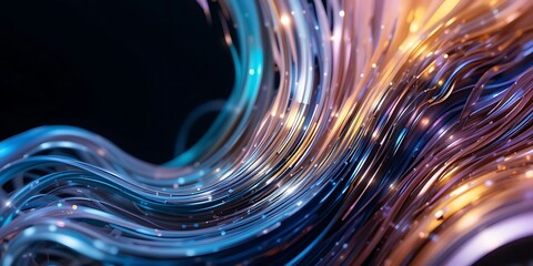 Abstract swirling luminous strands of light and color