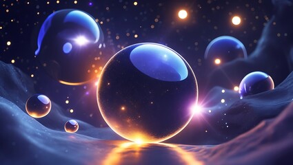 Luminous Celestial Spheres Glowing In Cosmic Expanse
