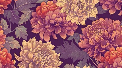 Chrysanthemum seamless pattern wallpaper