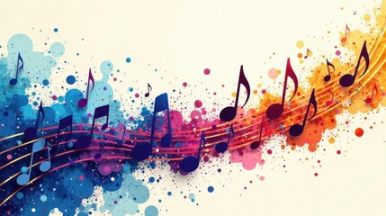 Naklejka premium Colorful Music Notes Abstract Design with a Splash of Paint