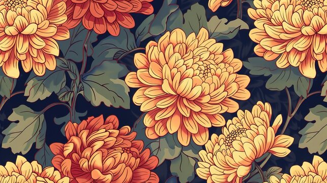 Chrysanthemum seamless pattern wallpaper