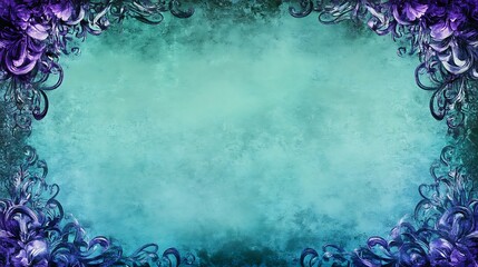Teal Background with Artistic Floral Frame Design