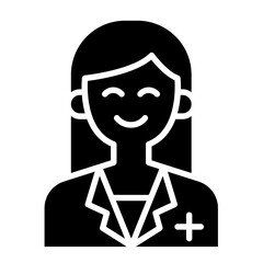 Female Doctor, pharmacist icon in glyph style