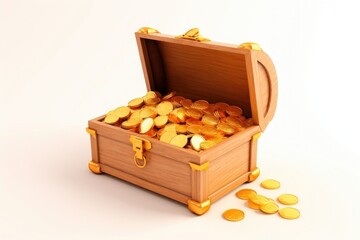 Treasure coin gold white background.