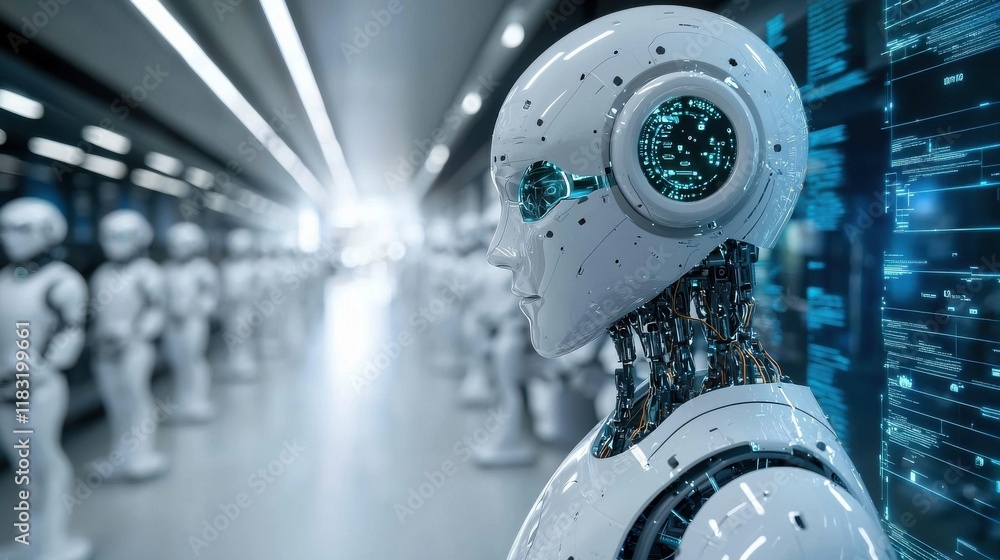 Poster high-tech factory revolutionizes manufacturing robotic arms assembling advanced standards in an auto