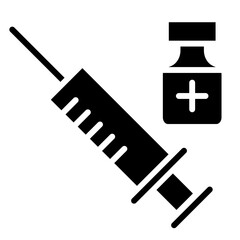 Syringe and vaccine icon in glyph style