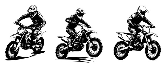 silhouettes of man riding on motocross vector design