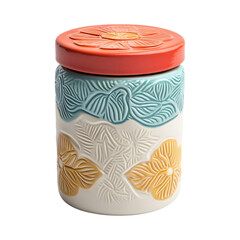 Contemporary Ceramic Flour Canister with Colorful Design on transparent background