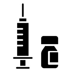 Syringe and medicine icon in glyph style