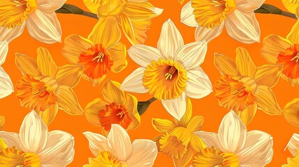 Obraz premium daffodil seamless pattern wallpaper
