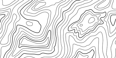 Abstract Contour Topographic Line Pattern in Black and White