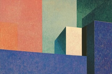 Fototapeta premium Geometric minimal background art architecture illustration.