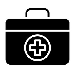 Obraz premium First aid kit icon in glyph style