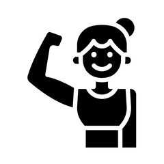 Strong woman icon in glyph style
