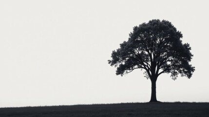 Fototapeta premium Solitary Tree on a Expansive Field Under a Pale Sky