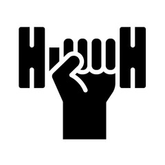 Lifting dumbbell icon in glyph style