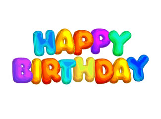 Rainbow bright colourful air celebrated balloons word HAPPY BIRTHDAY