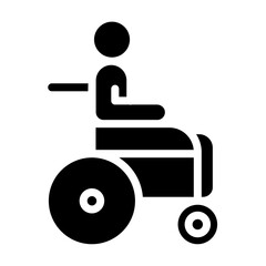Person on wheelchair icon in glyph style