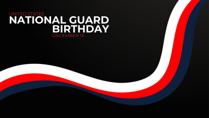 United States National Guard birthday inscription on black textured background. American holiday poster. Banner, flyer, sticker, greeting card, cover, brochure, postcard. vector illustration