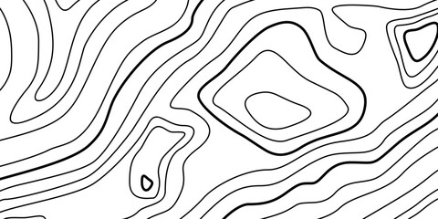 Abstract Contour Topographic Line Pattern in Black and White