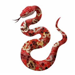 Naklejka premium Snake retro paper collage reptile design red.