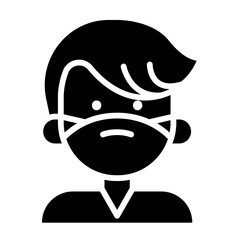 man face with mask icon in glyph style