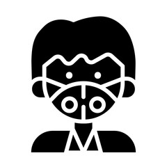 man face with mask icon in glyph style