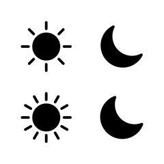 Sun and moon icon set. Day and night weather forecast sign