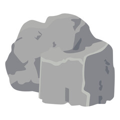 Boulder Stone Cartoon. Isolated on White Background. Vector Illustration.