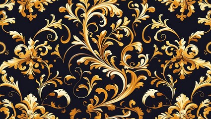 Ornate Gold Floral Pattern On Dark Background