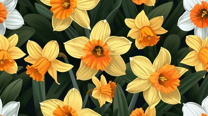 daffodil seamless pattern wallpaper