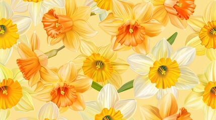 Fototapeta premium daffodil seamless pattern wallpaper