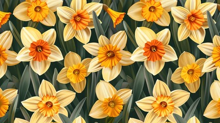 daffodil seamless pattern wallpaper
