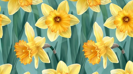 Obraz premium daffodil seamless pattern wallpaper