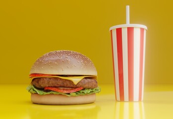 hamburguesa y refresco 3D elements
