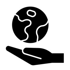 World in the hand icon in glyph style