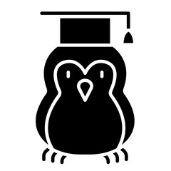 Smart penguin icon in glyph style